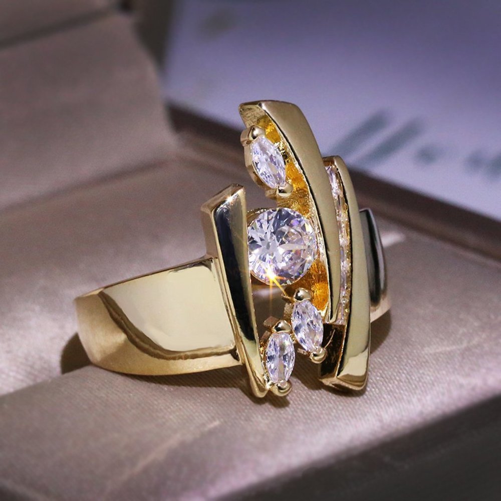 💎Irregular Noble Business Luxury Anillos Trendy Gold Rings Women/Man PD… - Picture 5 of 6